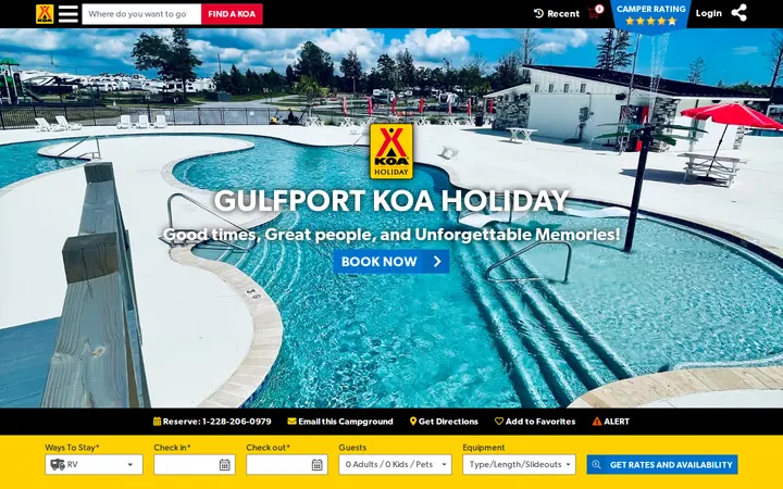 Website of Gulfport KOA Holiday