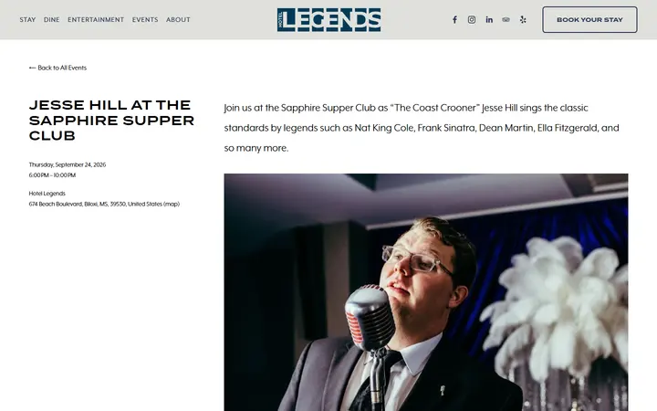 Jesse Hill at the Sapphire Supper Club — Hotel Legends