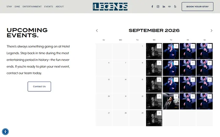 Entertainment Calendar — Hotel Legends