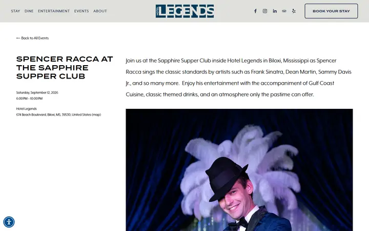 Spencer Racca at the Sapphire Supper CluB — Hotel Legends