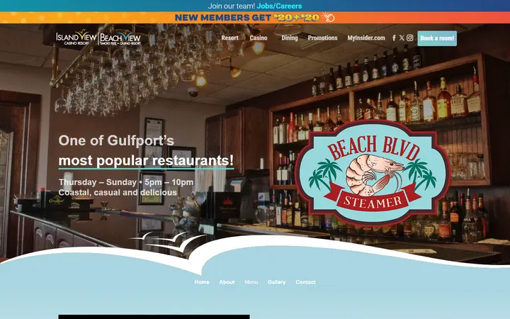 Beach Blvd Steamer | Next to Island View Casino Resort