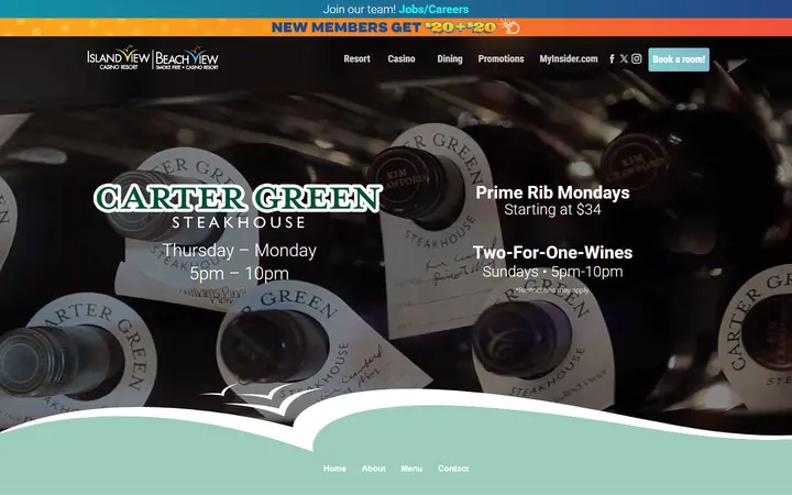 Carter Green Steakhouse | Island View Casino Resort