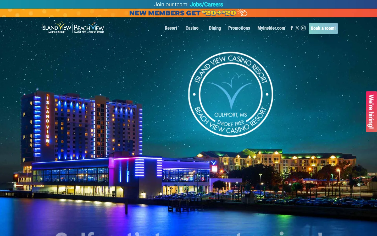Captured website of Island View / Beach View Casino Resort