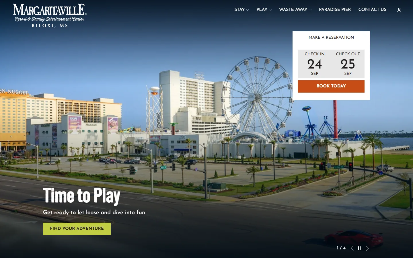 Captured website of Margaritaville Resort Biloxi