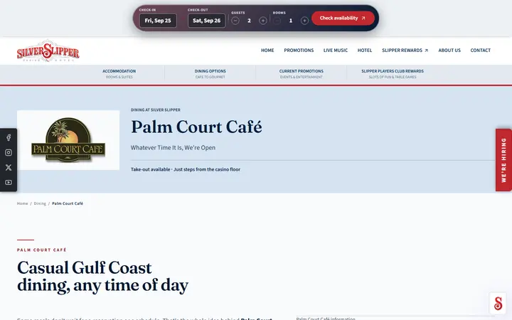 Palm Court Café Menu | Bay St. Louis, MS