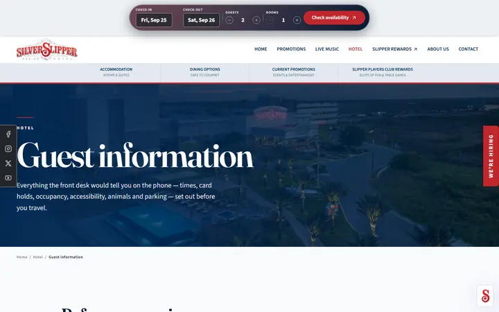 Hotel Guest Information | Silver Slipper Casino & Hotel, Bay St. Louis MS