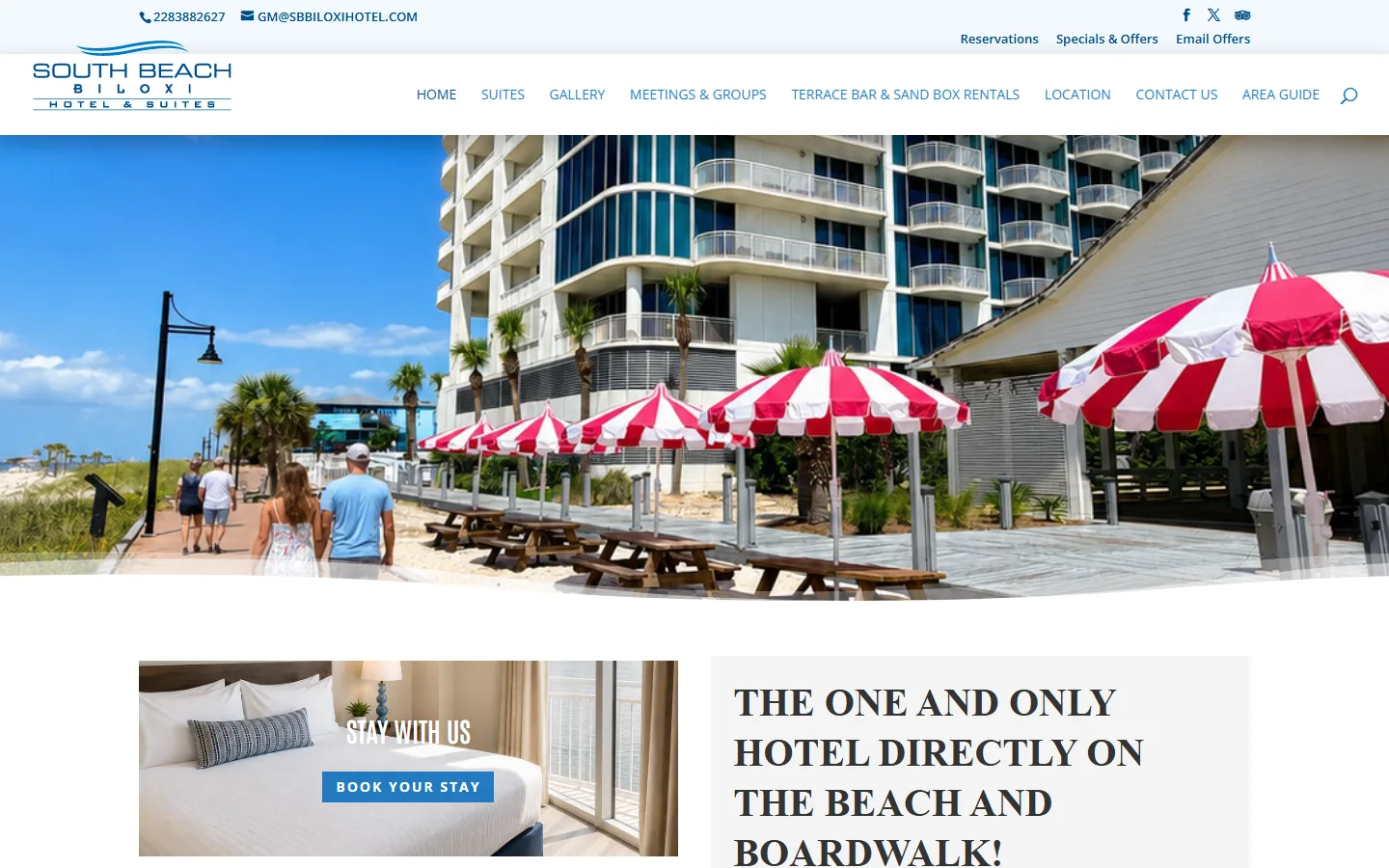 Captured website of South Beach Biloxi Hotel & Suites