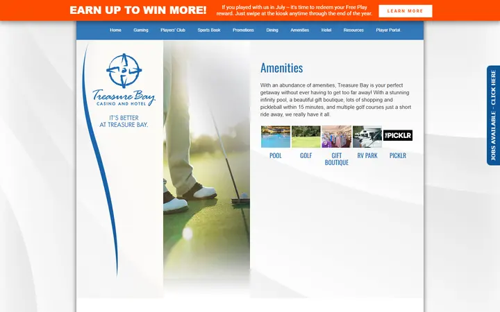 Amenities - Treasure Bay Casino & Hotel