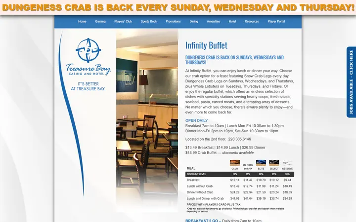 Infinity Buffet - Treasure Bay Casino & Hotel