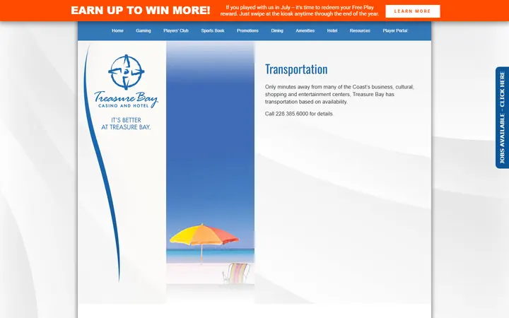 Transportation - Treasure Bay Casino & Hotel