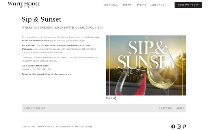 Sip & Sunset | The White House Hotel