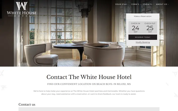 Contact The White House Hotel | Hotel in Biloxi MS