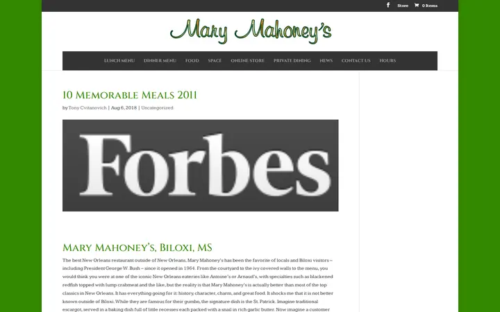 /10-memorable-meals-2011 — Mary Mahoney's | Old French House