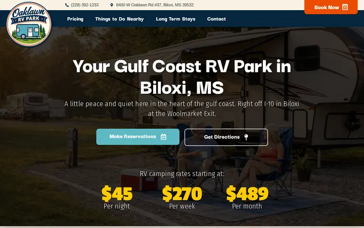 Website of Oaklawn RV Park