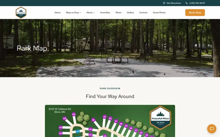 /about/park-map — Peaceful Pines RV Park