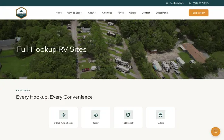 /ways-to-stay/full-hookup-rv-sites — Peaceful Pines RV Park