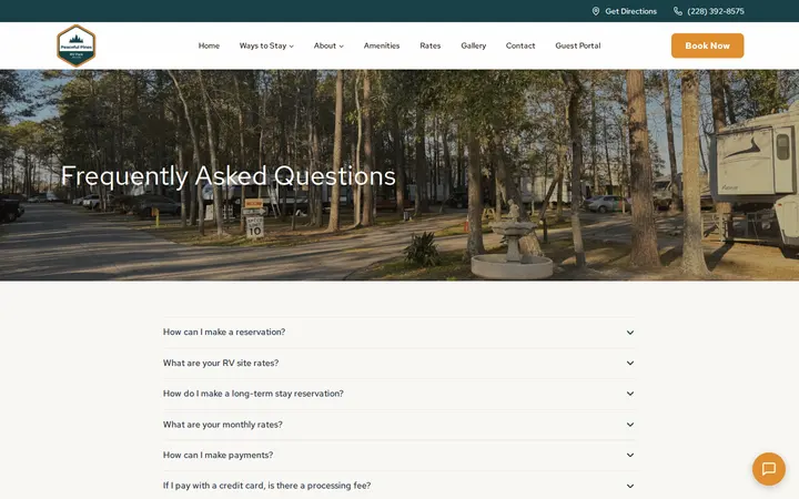 /about/faq — Peaceful Pines RV Park