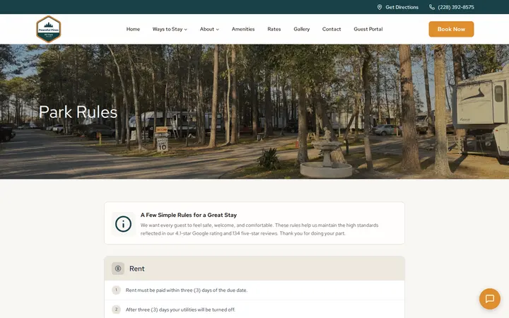 /about/rules — Peaceful Pines RV Park