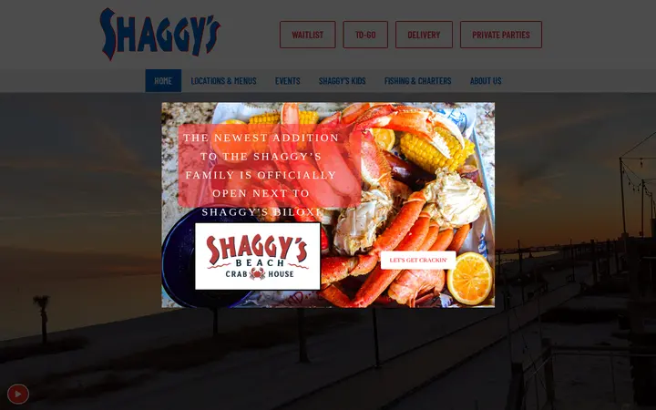 Website of Shaggy's Biloxi Beach