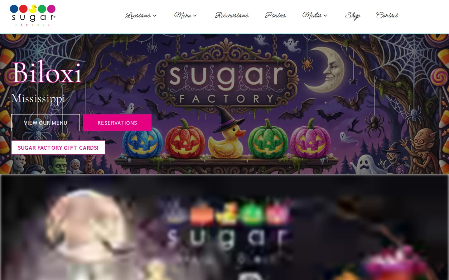 Viewport capture of Sugar Factory - Biloxi, MS official website