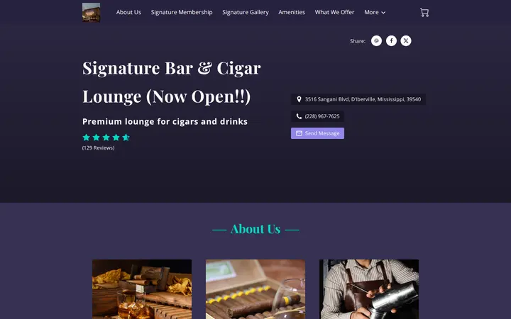 Website of Signature Bar & Cigar Lounge