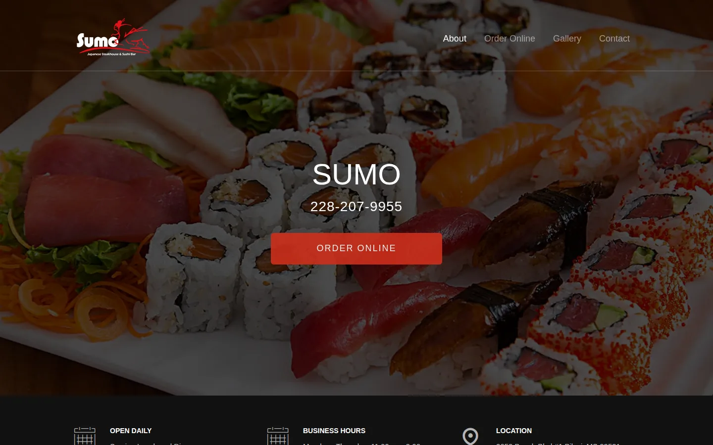 Viewport capture of Sumo Japanese Steakhouse & Sushi Bar official website