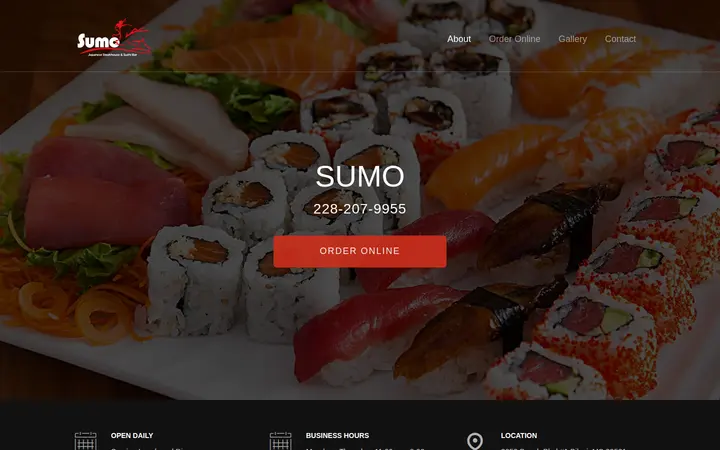 Website of Sumo Japanese Steakhouse & Sushi Bar