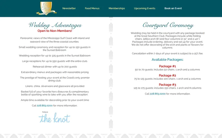 /wedding-and-reception-packages-gulf — Great Southern Club