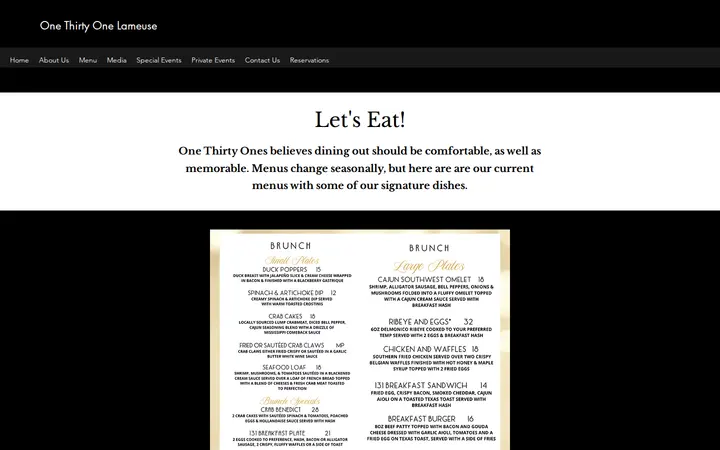 /menu — One Thirty One on Lameuse