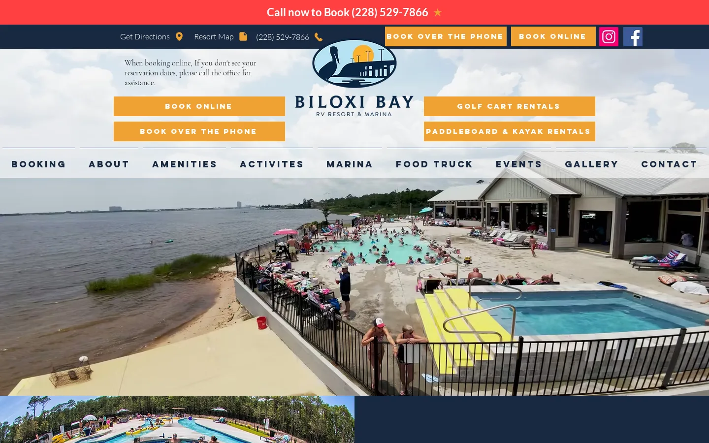 Viewport capture of Biloxi Bay RV Resort & Marina official website