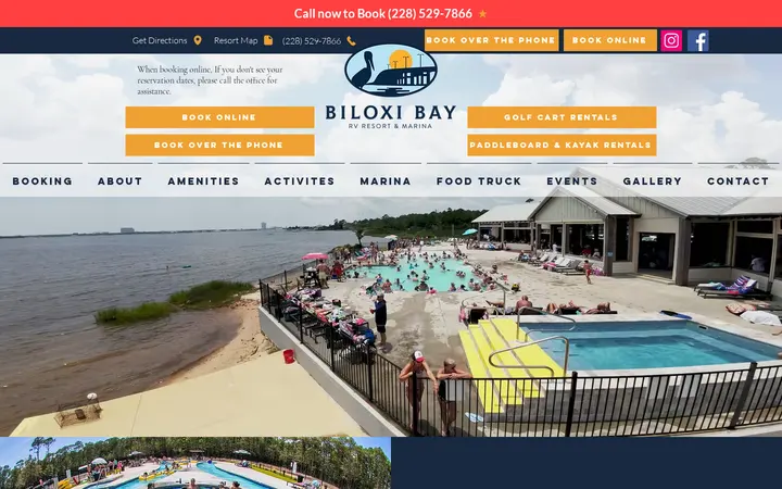 Website of Biloxi Bay RV Resort & Marina