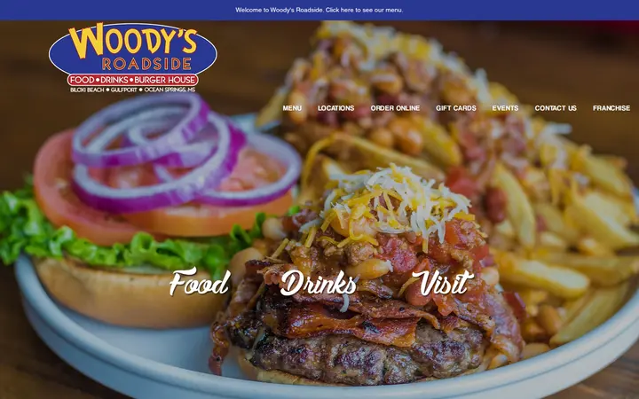 Website of Woody’s Roadside Biloxi