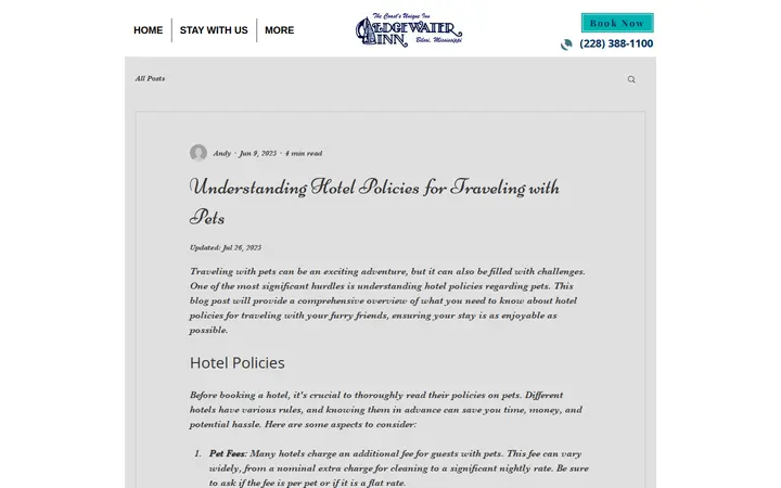 /post/understanding-hotel-policies-for-traveling-with-pets — Edgewater Inn