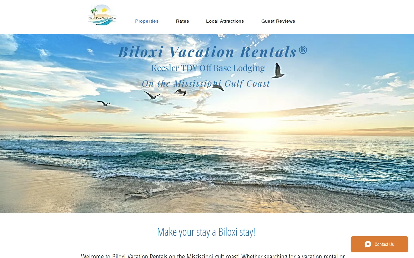 Viewport capture of Biloxi Vacation Rentals ® - Keesler TDY Off Base Lodging official website