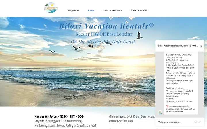 /rates — Biloxi Vacation Rentals ® - Keesler TDY Off Base Lodging