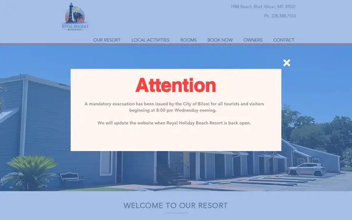 Website of Royal Holiday Beach Resort