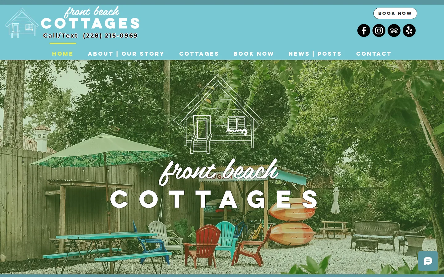 Viewport capture of Front Beach Cottages official website