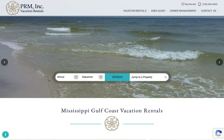 Website of PRM, Inc. Vacation Rentals