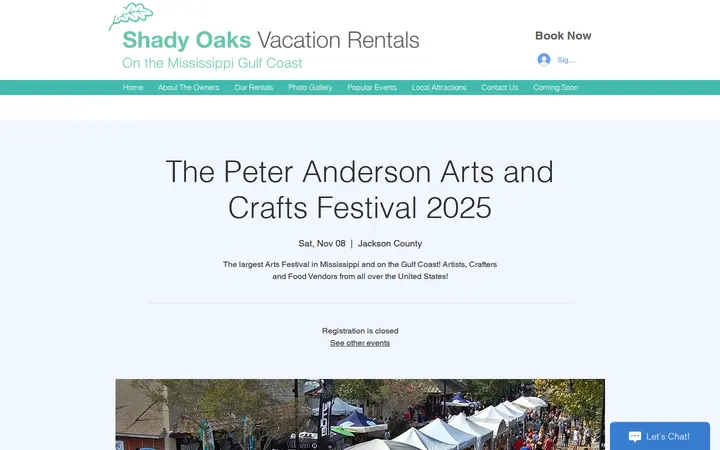 /event-details-registration/the-peter-anderson-arts-and-crafts-festival-2025 — Shady Oaks Vacation Rentals
