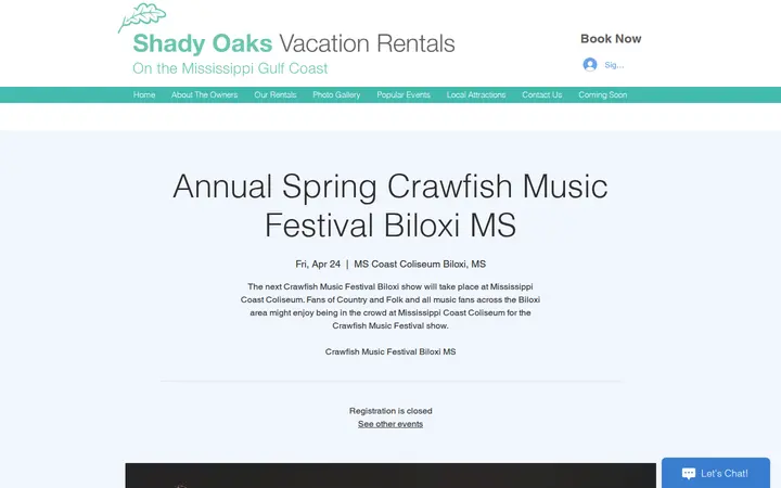/event-details-registration/annual-spring-crawfish-music-festival-biloxi-ms — Shady Oaks Vacation Rentals
