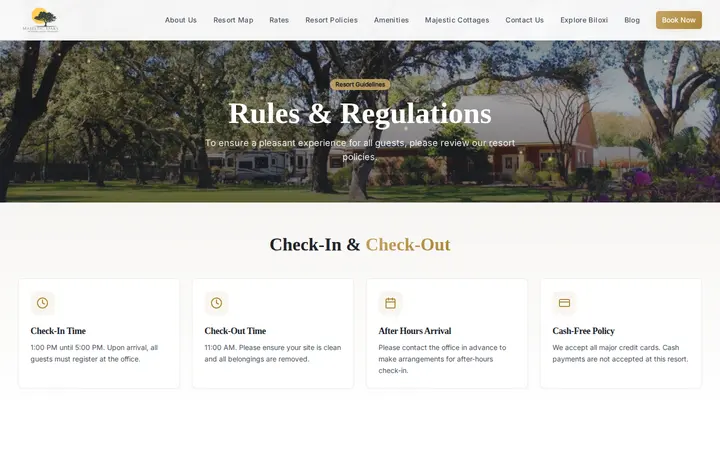 /rules — Majestic Oaks RV Resort