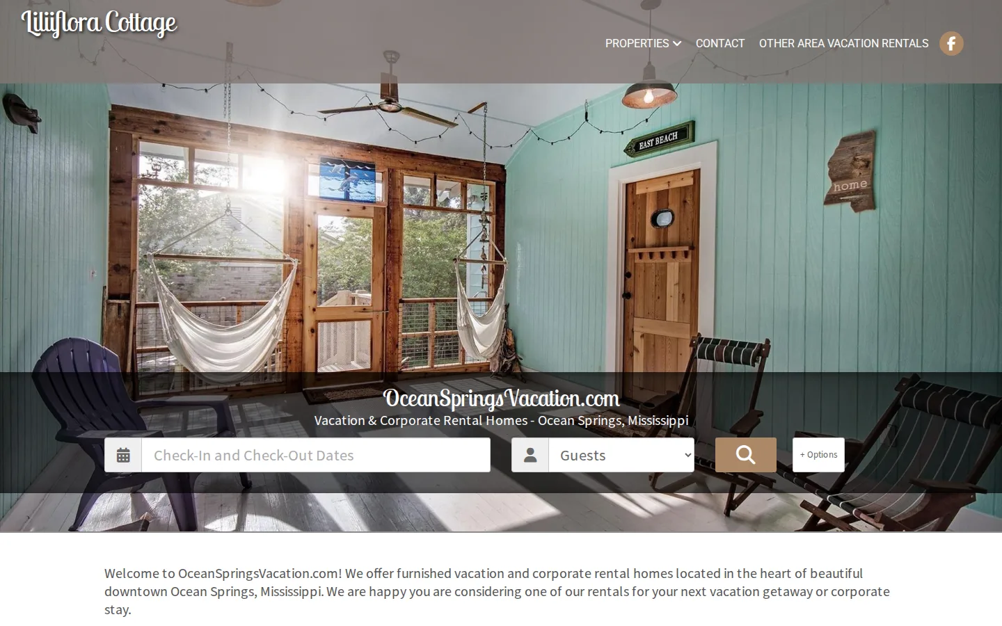 Viewport capture of Liliiflora Cottage Vacation Rental official website