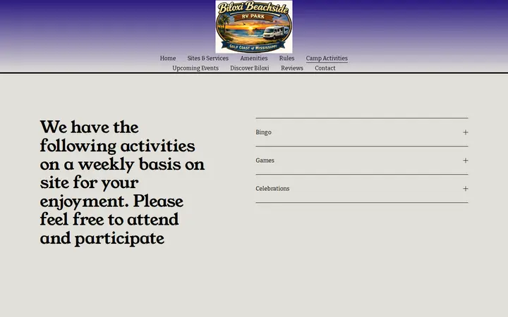 /camp-activities — Biloxi Beachside RV Park