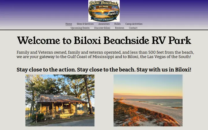 Website of Biloxi Beachside RV Park