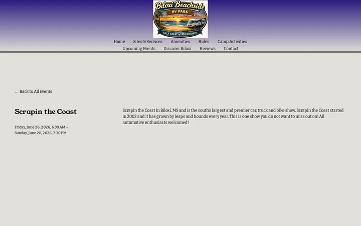/upcoming-events/scrapin-the-coast — Biloxi Beachside RV Park