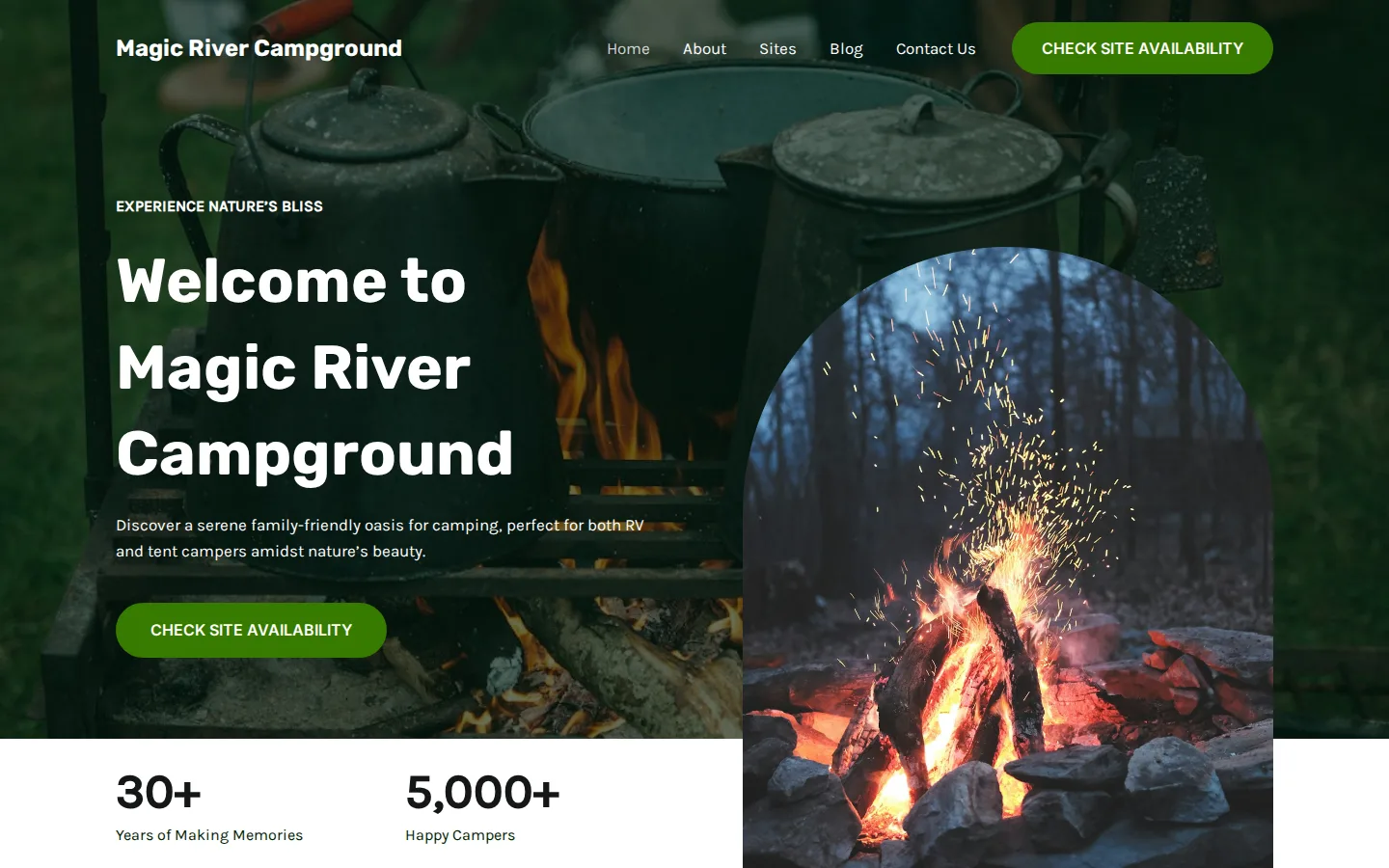 Viewport capture of Magic River Campground official website