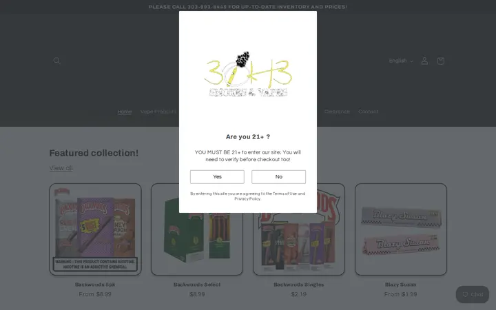 Website of 3OH3 Smokes & Vapes