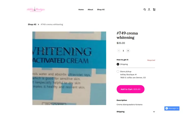 /product/-749-crema-whitening/1633 — Ashley Boutique Denver