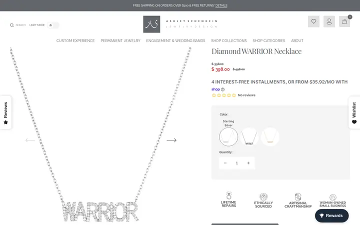 /collections/brooklyn-silver-and-diamonds-collection/products/brooklyn-diamond-warrior-necklace — Ashley Schenkein Jewelry Design