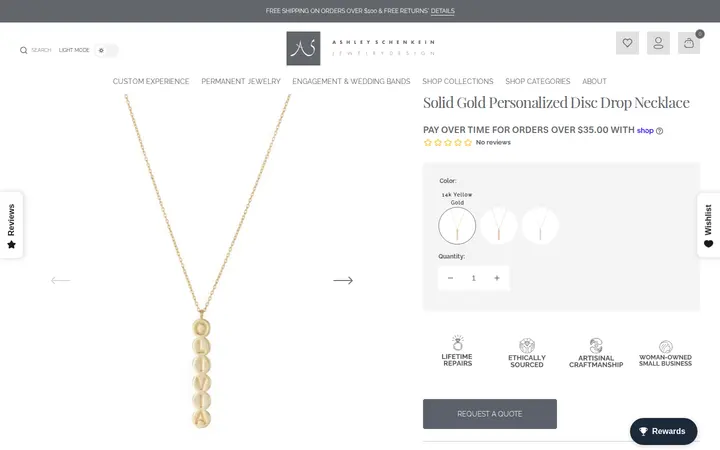 /collections/personalized-collection/products/solid-gold-personalized-disc-drop-necklace — Ashley Schenkein Jewelry Design